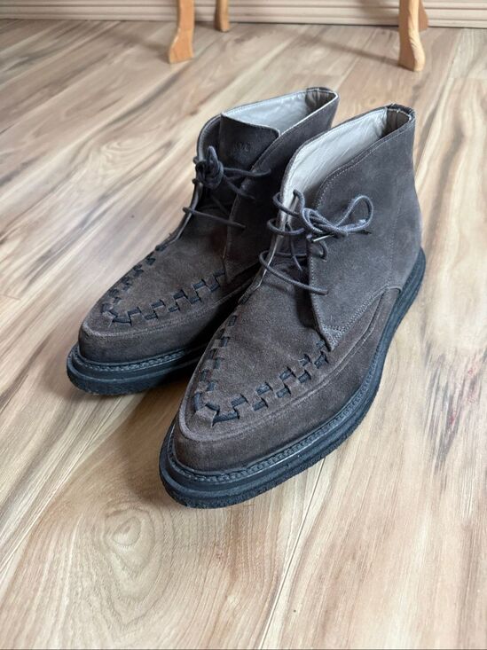 AllSaints Mens Brown Leon Suede Leather Lace Up Woven Chukka Boots Size 42 main image 5